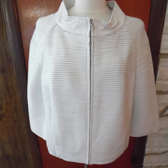 Jackets & Blazers - White Ribbed Leather Jacket